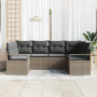 Set de Sofá de Jardín de 6 Piezas con Cojines Gris de Ratán Poliéster von , Outdoor-Sofas - Ref: Foro24-3355188, Preis: 440,5...