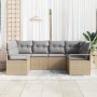 Conjunto de Sofá de Jardín de 6 Piezas con Cojines Beige Poliratán von , Outdoor-Sofas - Ref: Foro24-3355189, Preis: 479,22 €...