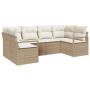 Conjunto de Sofá de Jardín de 6 Piezas con Cojines Beige Ratán Poliéster von , Outdoor-Sofas - Ref: Foro24-3355190, Preis: 50...