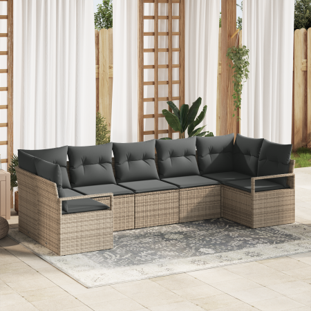 Conjunto de sofá de jardín de 7 piezas con cojines gris de ratán | Foro24.es | Tu tienda online para hogar, jardín y más Foro24.es