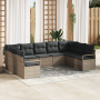 Conjunto de Sofá de Jardín  de 9 Piezas con Cojines Gris Poliratán | Foro24.es | Tu tienda online para hogar, jardín y más Foro24.es