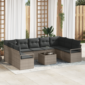 Conjunto de Sofá de Jardín de 9 Piezas con Cojines Ratán de Polietileno Negro de , Sofás de exterior - Ref: Foro24-3355218, P...
