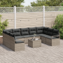 Conjunto de Sofá de Jardín de 9 Piezas con Cojines Ratán de Polietileno Negro de , Sofás de exterior - Ref: Foro24-3355218, P...