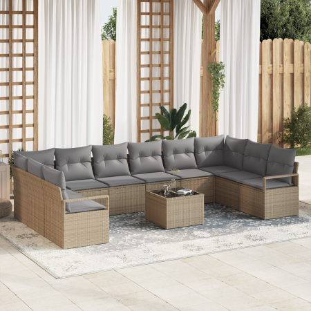 Juego de Sofá de Jardín de 11 piezas con cojines de Ratán Poli Negro von , Outdoor-Sofas - Ref: Foro24-3355239, Preis: 684,64...