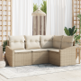 Conjunto de comedor de jardín de 4 piezas con cojines beige de