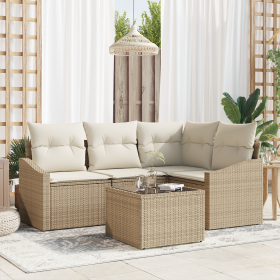 Juego de Comedor de Jardín de 5 Piezas con Cojines Ratán Poliéster Marrón von , Outdoor-Sofas - Ref: Foro24-3355380, Preis: 4...
