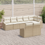 Conjunto de Comedor de Jardín de 8 Piezas con Cojines Beige Poliratán von , Outdoor-Sofas - Ref: Foro24-3355440, Preis: 665,8...