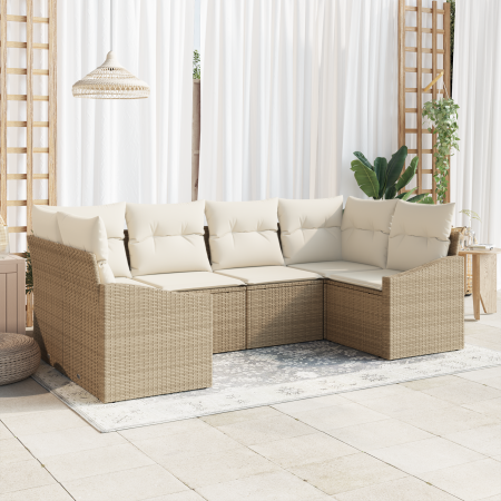 Juego de Sofás de Jardín de 6 Piezas con Cojines Beige de Ratán Polipropileno by , Outdoor sofas - Ref: Foro24-3355530, Price...