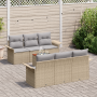 Conjunto de Sofá de Jardín  de 7 Piezas con Cojines Beige Poliratán Acacia | Foro24.es | Tu tienda online para hogar, jardín y más Foro24.es