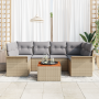 Juego de Sofás de Jardín de 7 Piezas con Cojines Beige Ratán Polietileno Acacia | Foro24.es | Tu tienda online para hogar, jardín y más Foro24.es