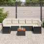 Juego de Sofás de Jardín  de 8 Piezas con Almohadas Negro Poliratán Acacia | Foro24.es | Tu tienda online para hogar, jardín y más Foro24.es