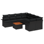 Set de Sofás de Jardín  de 9 Piezas con Cojines Negro Poliratán Acacia | Foro24.es | Tu tienda online para hogar, jardín y más Foro24.es