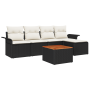 Set de Sofá de Jardín de 6 Piezas con Cojines Negro Poliratán Acacia de , Sofás de exterior - Ref: Foro24-3355982, Precio: 36...
