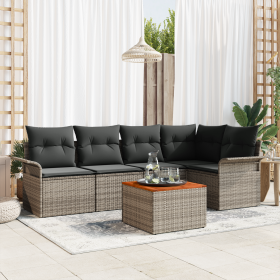 Conjunto de sofá de jardín de 6 piezas con cojines de ratán gris by , Outdoor sofas - Ref: Foro24-3355997, Price: 383,69 €, D...