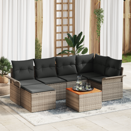 Juego de Sofás de Jardín de 7 Piezas con Cojines Gris Ratán by , Outdoor sofas - Ref: Foro24-3356018, Price: 430,78 €, Discou...
