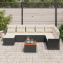 Conjunto de Sofá de Jardín  de 9 Piezas con Cojines Negros de Poliratán y Acacia | Foro24.es | Tu tienda online para hogar, jardín y más Foro24.es
