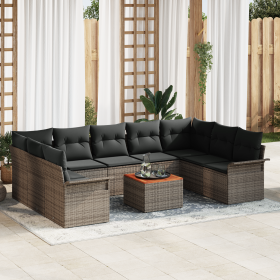 Conjunto de sofá de 10 piezas con cojines gris de