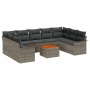 Conjunto de sofá de 10 piezas con cojines gris de poly rattan y