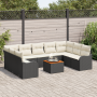 Set de Sofás de Jardín de 10 Piezas con Cojines Ratán Polímero Negro Acacia | Foro24.es | Tu tienda online para hogar, jardín y más Foro24.es