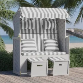 Strandkorb chair with synthetic rattan cushions, gray and white wood by vidaXL, Loungers - Ref: Foro24-318661, Price: 323,28 ...