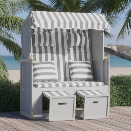 Strandkorb chair with synthetic rattan cushions, gray and white wood by vidaXL, Loungers - Ref: Foro24-318661, Price: 328,25 ...