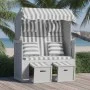 Strandkorb chair with synthetic rattan cushions, gray and white wood by vidaXL, Loungers - Ref: Foro24-318661, Price: 323,28 ...
