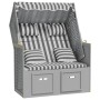 Strandkorb chair with synthetic rattan cushions, gray and white wood by vidaXL, Loungers - Ref: Foro24-318661, Price: 328,25 ...