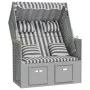 Strandkorb chair with synthetic rattan cushions, gray and white wood by vidaXL, Loungers - Ref: Foro24-318661, Price: 323,28 ...
