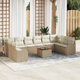 Juego de Sofá de Jardín de 11 piezas con cojines beige ratán sintético von , Outdoor-Sofas - Ref: Foro24-3356174, Preis: 706,...