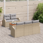 Conjunto de Sofás de Jardín de 6 Piezas con Cojines Beige Ratán Sintético Acacia | Foro24.es | Tu tienda online para hogar, jardín y más Foro24.es