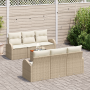 Conjunto de Sofás de Jardín de 7 Piezas con Cojines de Poliratán Beige Acacia de , Sofás de exterior - Ref: Foro24-3356195, P...