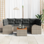 Conjunto de Sofá de Jardín de 7 Piezas con Cojines Gris Polirratán Acacia von , Outdoor-Sofas - Ref: Foro24-3356200, Preis: 4...