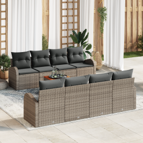 Conjunto de Sofás de Jardín de 9 Piezas con Cojines de Ratán Poliéster Gris Acacia by , Outdoor sofas - Ref: Foro24-3356221, ...
