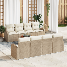 Juego de Sofá de Jardín de 9 Piezas con Cojines Beige Ratán de Polietileno Acacia von , Outdoor-Sofas - Ref: Foro24-3356223, ...