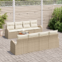 Juego de Sofá de Jardín de 9 Piezas con Cojines Beige Ratán de Polietileno Acacia de , Sofás de exterior - Ref: Foro24-335622...