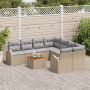Conjunto de Sofás de Jardín  de 9 Piezas con Cojines Beige Ratán Poliratán Acacia | Foro24.es | Tu tienda online para hogar, jardín y más Foro24.es