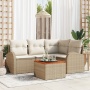 Juego de Sofá de Jardín de 5 Piezas con Cojines Beige Ratán Poli Acacia de , Sofás de exterior - Ref: Foro24-3356244, Precio:...