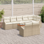 Conjunto de Sofás de Jardín de 9 Piezas con Cojines Beige Poly Rattan Acacia de , Sofás de exterior - Ref: Foro24-3356265, Pr...