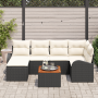 Conjunto de Sofás de Jardín de 7 Piezas con Cojines Negro Poliratán Acacia | Foro24.es | Tu tienda online para hogar, jardín y más Foro24.es