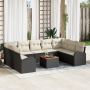 Juego de Sofás de Jardín de 10 Piezas con Cojines en Negro Poliratán Acacia | Foro24.es | Tu tienda online para hogar, jardín y más Foro24.es