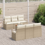 Conjunto de Sofá de Jardín de 7 Piezas con Cojines Beige de Ratán de , Sofás de exterior - Ref: Foro24-3356321, Precio: 584,4...