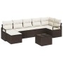 Conjunto de sofá de jardín 8 pcs Marrón Poliratán