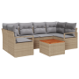 Juego de Sofás de Jardín de 7 piezas con Cojines Beige Ratán Poliéster Acacia by , Outdoor sofas - Ref: Foro24-3356327, Price...