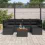 Conjunto de Sofá de Jardín  de 7 Piezas con Cojines, Ratán Poliéster Negro, Acacia | Foro24.es | Tu tienda online para hogar, jardín y más Foro24.es