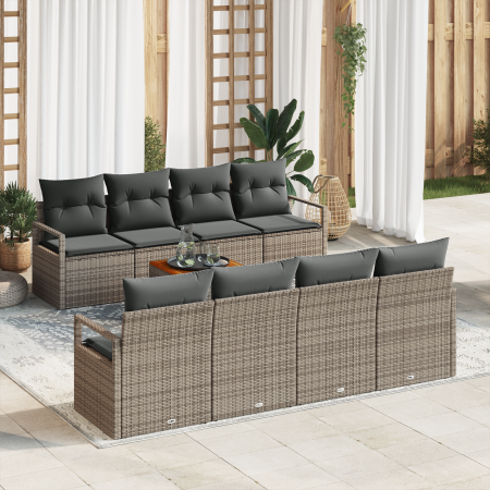 Juego de Sofá de Jardín de 9 Piezas con Cojines Gris Poliratán Acacia de , Sofás de exterior - Ref: Foro24-3356347, Precio: 5...