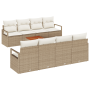 Conjunto de Sofás de Jardín de 9 Piezas con Cojines Beige Ratán Poliéster Acacia de , Sofás de exterior - Ref: Foro24-3356349...