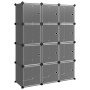 Estantería de cubos con 12 compartimentos y puertas PP negro
