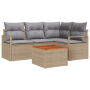 Juego de Sofá de Jardín de 5 Piezas con Cojines Beige de Poliratán y Acacia by , Outdoor sofas - Ref: Foro24-3356369, Price: ...