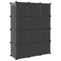 Estantería de cubos con 12 compartimentos y puertas PP negro