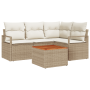 Juego de Sofá de Jardín de 5 Piezas con Cojines Beige Poliratán Acacia de , Sofás de exterior - Ref: Foro24-3356370, Precio: ...